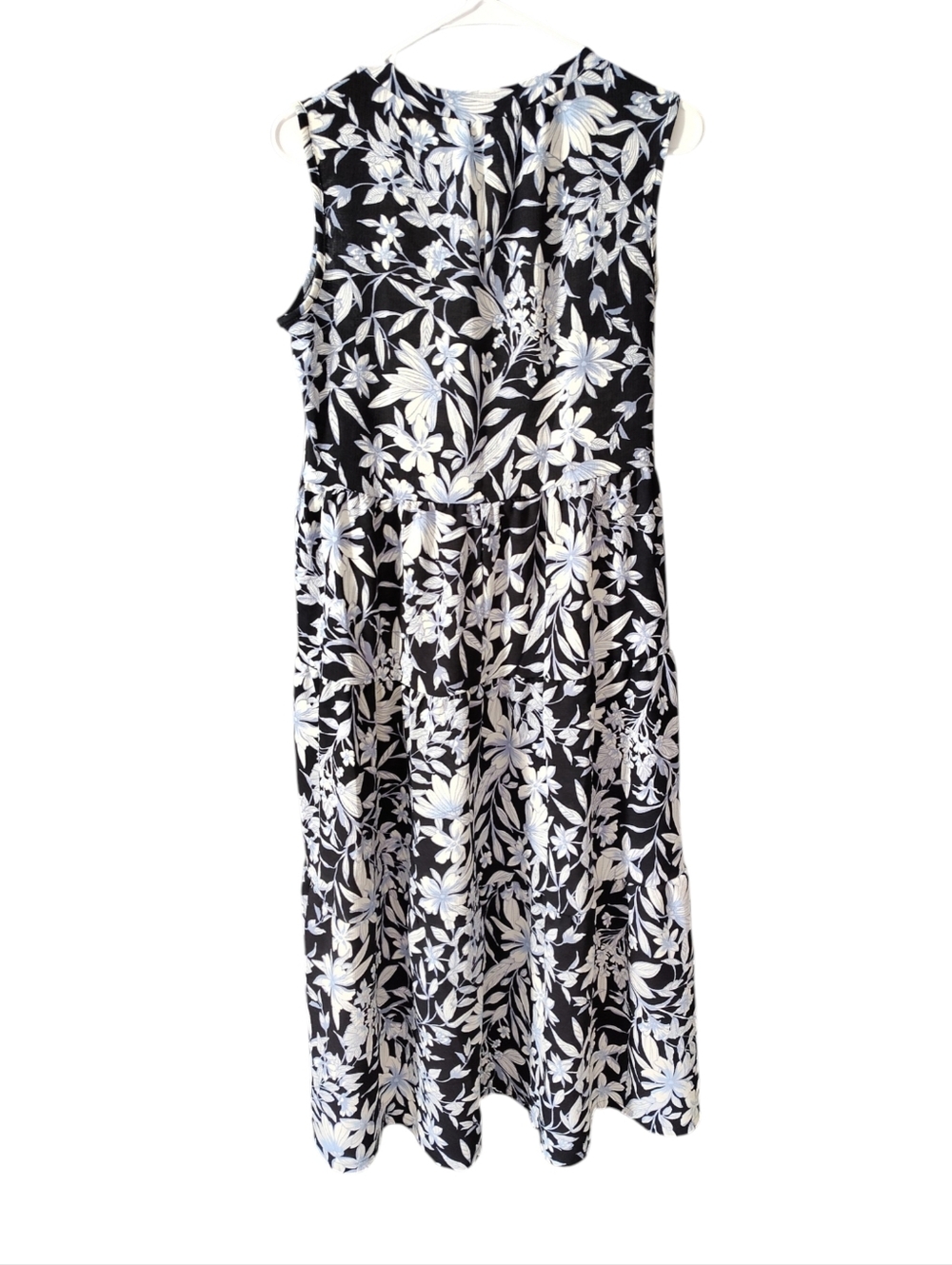 Espresso Sleeveless Blue & White Floral Midi Dress - Picture 4 of 5